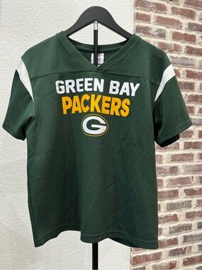NFL Green Bay Packers Kids Green Short Sleeve Jersey Tee T Shirt Large 14/16